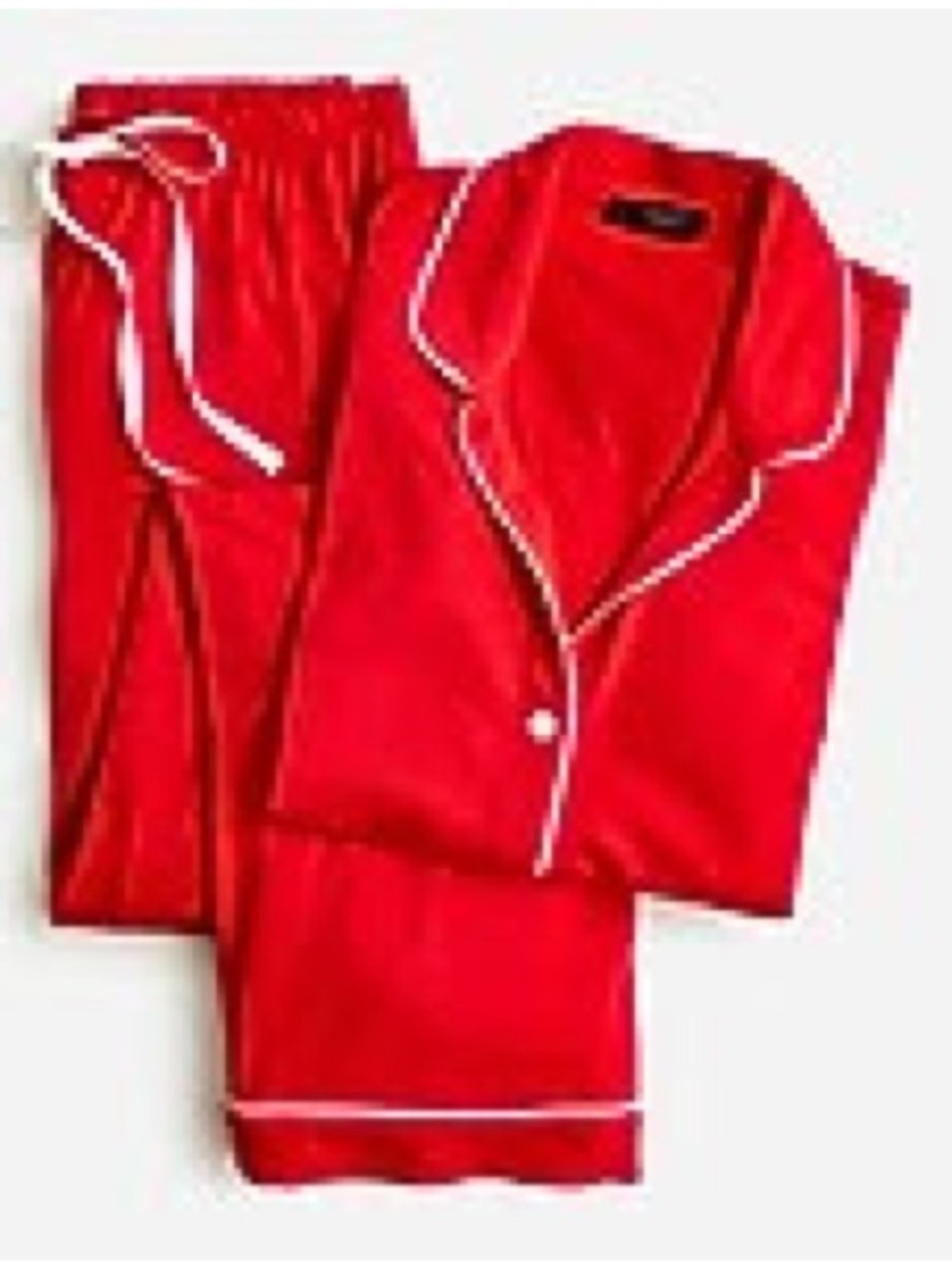 J Crew Red Pajama Set with White Piping